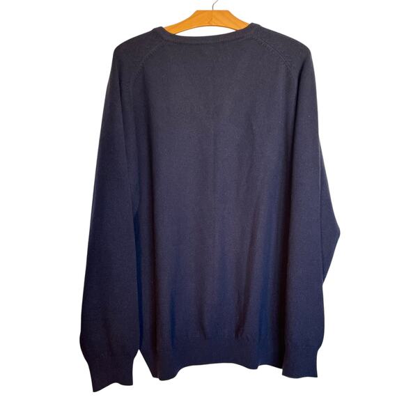 Lands' End 100% Cashmere V-Neck Sweater Pullover Navy Blue Office Career Size XL - Picture 2 of 7